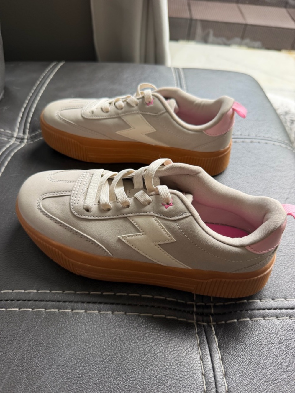 Justice Beige Pink Girls' Sneakers with Gum Sole